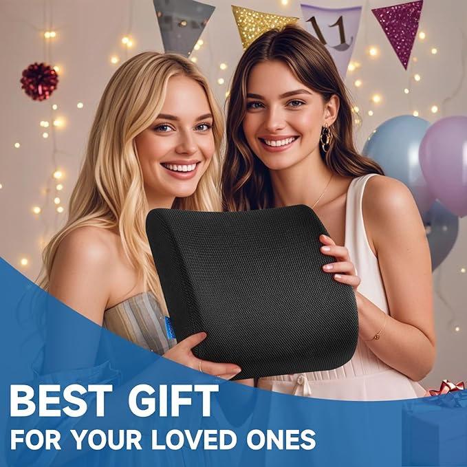 Lumbar Support Pillow for Office Chair, Memory Foam Office Chair Back Support,Lower Back Pillow for Car Seat, Back Pain Relief, Back Pillow for Chair with Adjustable Strap and Mesh Washable Cover