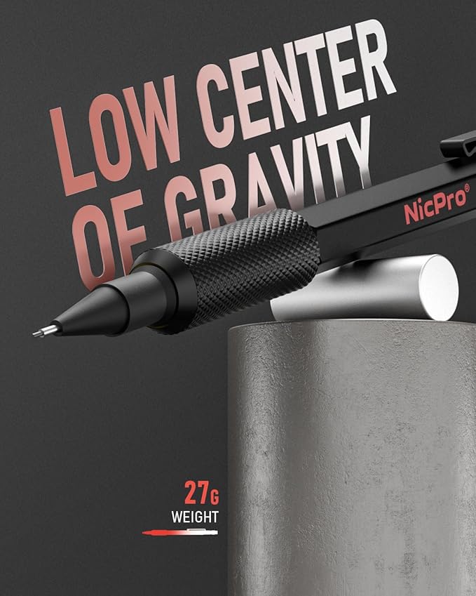 Nicpro 0.5 mm Mechanical Pencil Set with Case, 3PCS MP2000 Metal Artist Mechanical Pencil With 6 Tube HB Lead Refills, Eraser, Weatherproof Barrel for Outdoor Writing Drafting Drawing Sketching