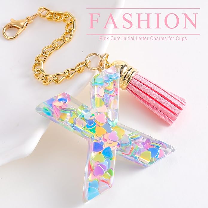 Letter Charm Accessories for Stanley Cup 1 PCS Cute Initial Keychain Handle Charm for Stanley Tumbler for Women