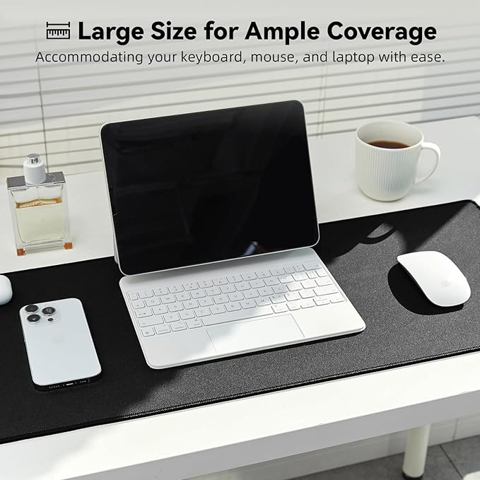 Large Gaming Mouse Pad with Durable Stitched Edges, Non-Slip Rubber Base, Black Mousepad Mouse Mat Desk Pad for Home Office Gaming, 35.4''x15.7''x0.12'', Black