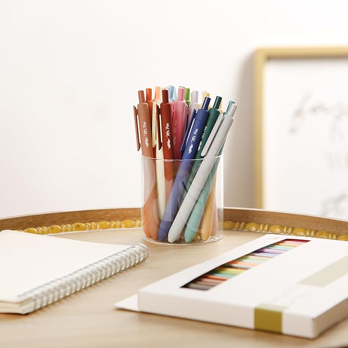 Mr. Pen- Retractable Gel Pens for Journaling, 22 Pack, Pastel, Morandi and Vintage Color Inks, Fast Dry, Colorful & Soft grip Barrels, Smooth Writing, 0.7mm Fine Point Aesthetic Pens