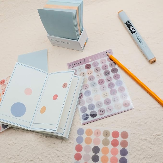 Lovely Face Circle Stickers -6 Pack (18 Sheet) Colorful Circles Stickers Pack - Translucent Color Coding Dots Labels - Assorted Color Code Sticker, for Customizing Planners to Do List Calendar