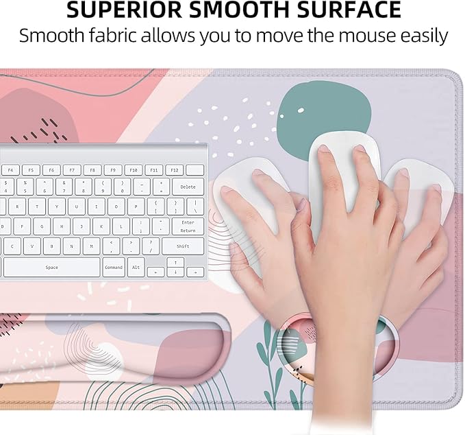 LATEEFAH Desk Mat, Mouse Pad with Wrist Rest, 4-in-1 Large Mouse Pads for Desk, Ergonomic Mouse Pad and Keyboard Wrist Rest Gaming Keyboard Mat for Office, Home