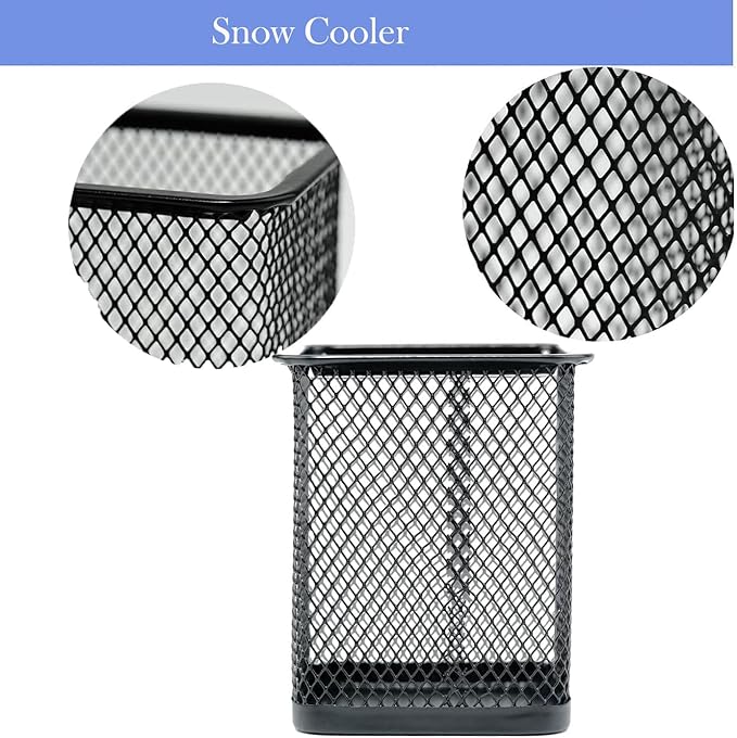 Pen Holder Pencil Holder Metal Pen Holder Cup Pencil Holder for Desk Office Pen Pencil Organizer for Desk Black, Square 4 Pack