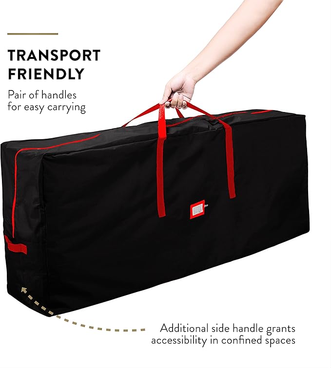 Zober Large Christmas Tree Storage Bag - Fits 9 Ft Artificial Trees - Tear Proof 600D Oxford Fabric Waterproof Christmas Tree Bag For Storage Box For Xmas - Strong, Durable Handles - Card Slot - Black