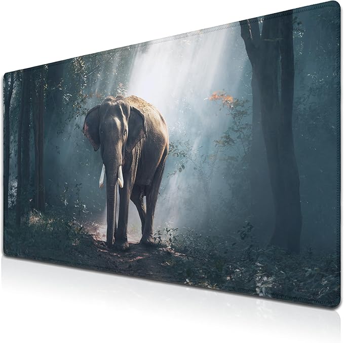 Large Mousepad Gamer Mouse Pad Pc Mouse Pads Men¡¯s Office Accessories Computer Mats Full Desk Mat Non-Slip Rubber Base 35.4" X 15.7" for Game Office, Wild Nature Life The Last Elephant