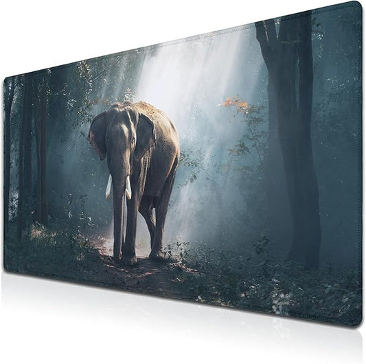 Large Mousepad Gamer Mouse Pad Pc Mouse Pads Men¡¯s Office Accessories Computer Mats Full Desk Mat Non-Slip Rubber Base 35.4" X 15.7" for Game Office, Wild Nature Life The Last Elephant