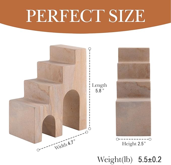 Natural Marble Book Ends for Shelves, Decorative Bookends for Heavy Books, CastleGuard Bookend Book Holder Stopper for Home Office Desk Bookshelf Decoration, Turkey Natural Marble, Set of 2