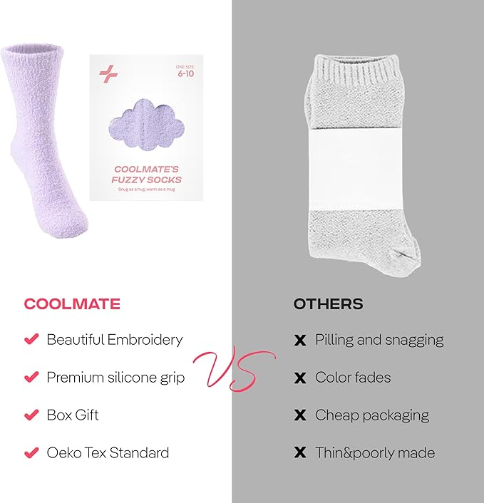 CoolMate GLOBAL Fuzzy Socks for Women Gift Box, Cozy, Soft, Comfy & Cloud-Like Socks, Plush, Durable for Spa, Home