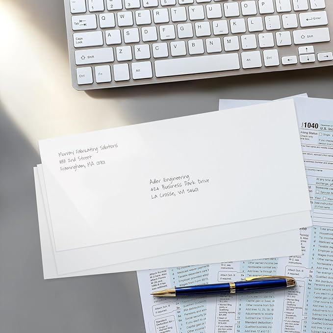 SUNEE Envelopes Self Seal #10 Windowless Mailing Business Envelopes 500 Pack, 4-1/8 x 9-1/2 inch - White Letter Size Envelopes - 24LB - Secure & Printer Compatible for Letters, Checks, Mailings