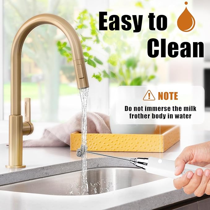 Nahida White Milk Frother Wand for Coffee, Frother Handheld Rechargeable Electric Whisk with 3 Heads 3 Speeds Drink Mixer Coffee Frother Foam Maker For Latte, Cappuccino, Hot Chocolate, Egg