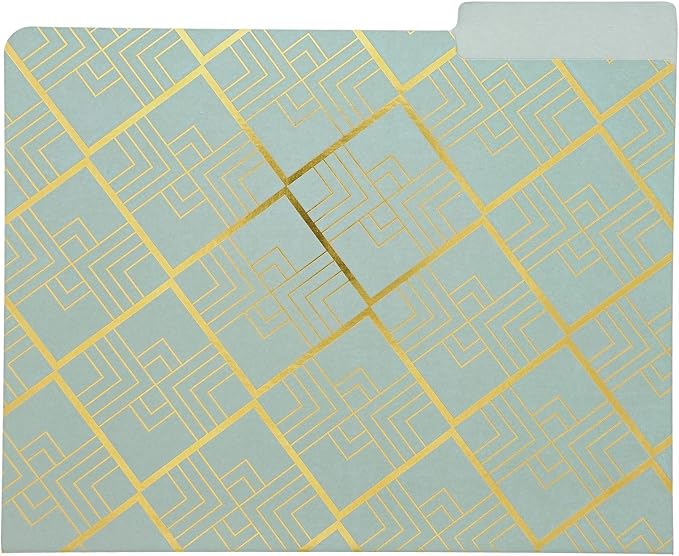 Paper Junkie Decorative File Folders - 11.5 x 9.5 in, Pink Pack of 12 - Cute Geometric Accents & Gold Foil 1/3 Tab - Pretty Colored folders for Office Supplies & School