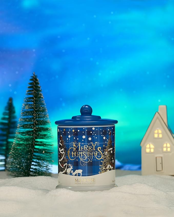 M&SENSE Christmas Candles Winter Snowflake Scented, Soy Wax 12.7oz 75 Hours Non Toxic Clean Burn, Double Wick Holiday Relaxing Aromatherapy Candle for Home, Luxury Candle Gifts for Women