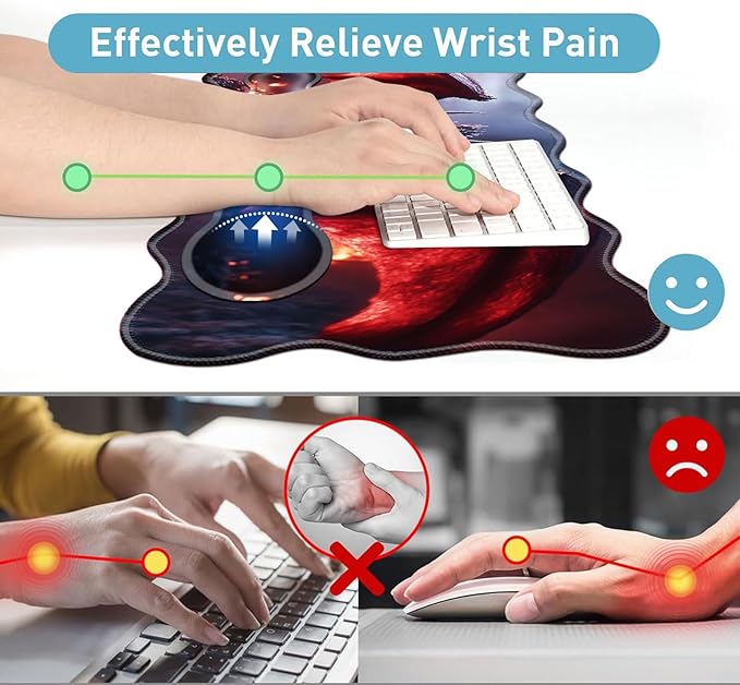 Large Mouse Pad and Keyboard Wrist Rest, Desk Pad for Keyboard and Mouse, 4-in-1 Large Gaming Mouse Pad with Wrist Support, Desk Mat for Home Office Study Game-Dragon in Flames