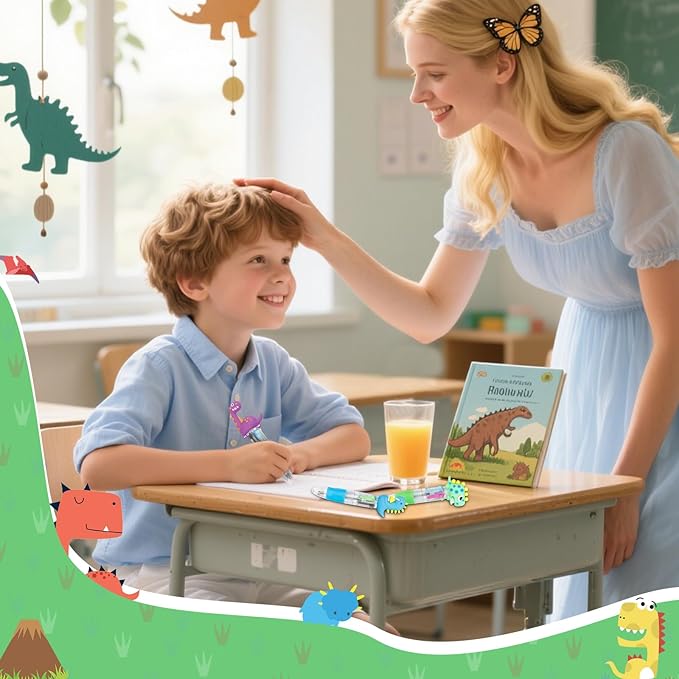 CZWZ 30Pcs Mini Multicolor Pens in One 4-in-1 Cute Pens Bulk for Kids, Ballpoint Pen for Birthdays and Children's Parties, Fun Gifts Assorted Ink Kawaii Pen(Dinosaur)