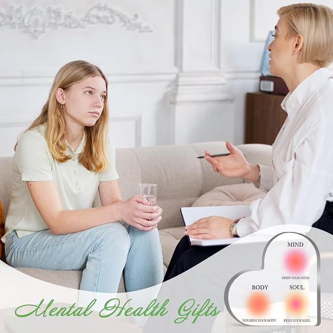 Mental Health Decor, Therapy Anxiety Decor Sign, Psychotherapy Affirmations Heart Acrylic Sign, Therapy Mental Health Decorations, Mental Health Gifts for Social Worker Classroom School Counseling