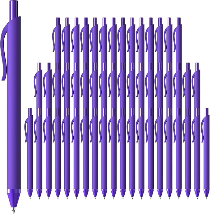 52 Pcs Pens Bulk - 1.0MM Ballpoint Pens Purple Ink | Medium Point Smooth Writing, No Bleed Retractable Ball Point Pen for Office School (Purple - 52Pcs)