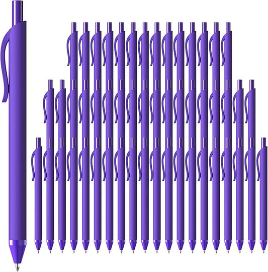 52 Pcs Pens Bulk - 1.0MM Ballpoint Pens Purple Ink | Medium Point Smooth Writing, No Bleed Retractable Ball Point Pen for Office School (Purple - 52Pcs)