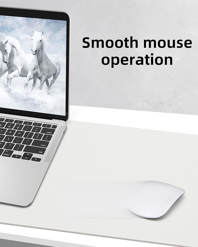 Leather Desk Pad Protector,Mouse Pad,Office Desk Mat, Non-Slip PU Leather Desk Blotter,Large Desk mat,Waterproof Keyboard mat for Office/Home/Decor (White,48" x 17")