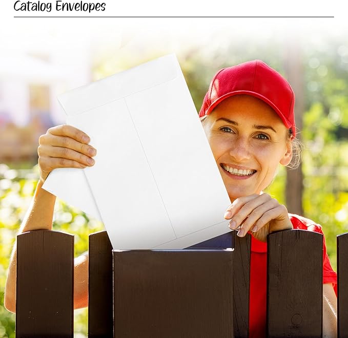 ACSTEP 9x12 Catalog Envelopes Self Seal 100 Packs, White Security Letter Envelopes with Peel and Seal Closure,Printable Envelopes for Mailing, Organizing and Storage