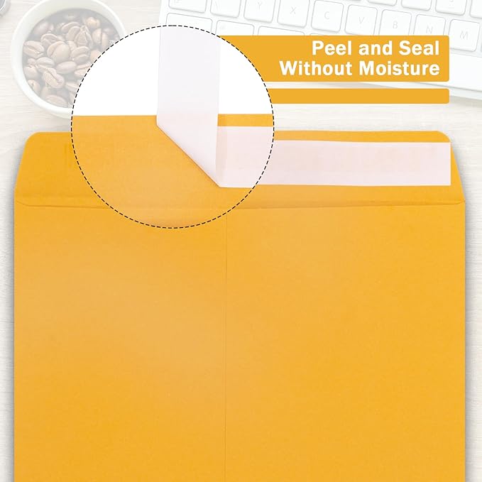 10x13 Catalog Envelopes Self Seal 100 Pack, Goefun 100GSM Paper Yellow Brown Manilla Envelopes with Peel and Seal Flap for Mailing, Organizing and Storage