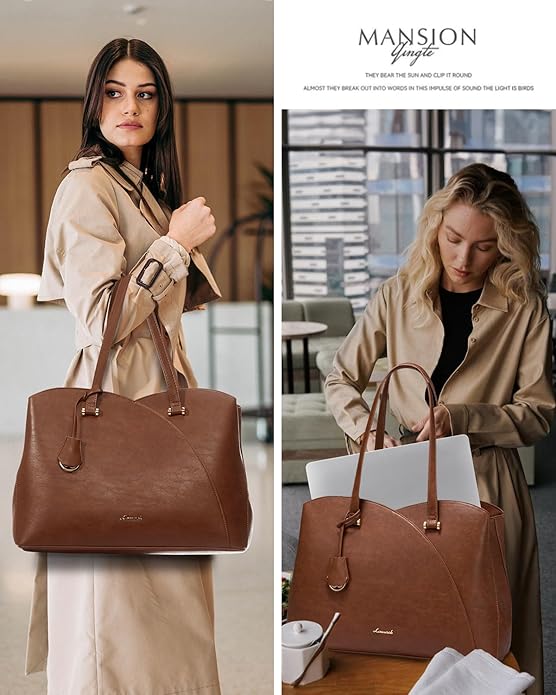 LOVEVOOK Laptop Tote Bag for Women, Work Bags Teacher Tote Bag, Leather Computer Bag Purses Handbag Professional Briefcase