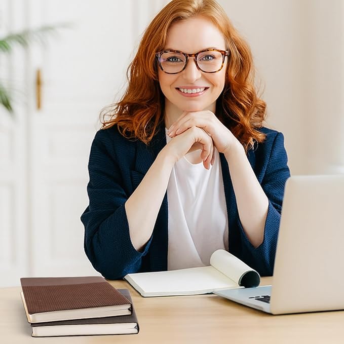 Lined Journal Notebook for Work College Ruled Note Book 7.2"x9.6" B5 PU Leather Daily Journaling 160 Pages for Women Men Writing Home School Supplies Business (Dark Gray)