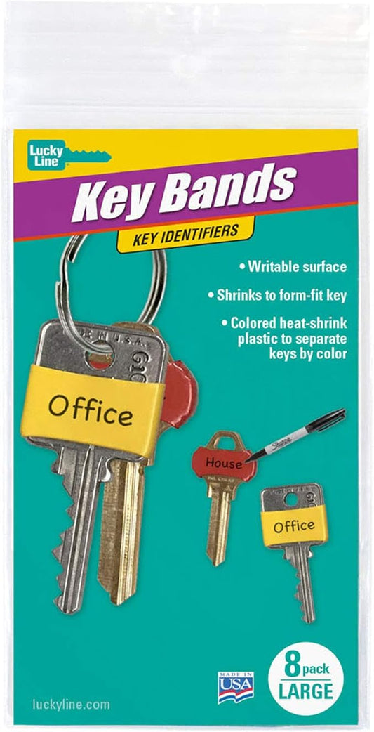 Lucky Line Colorful Key Bands - Key Identifiers (17208) Large 8pk