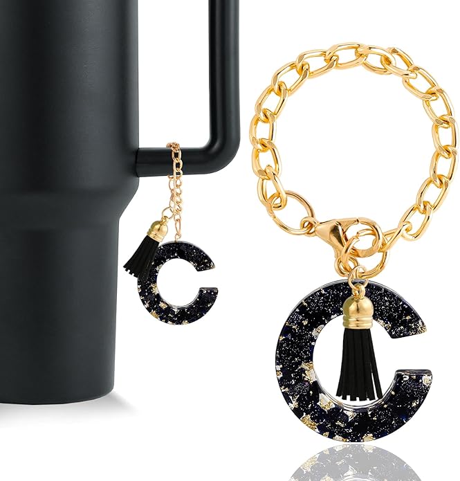 Letter Charm Accessories for Stanley Cup 1 PCS Cute Initial Keychain Handle Charm for Stanley Tumbler for Women