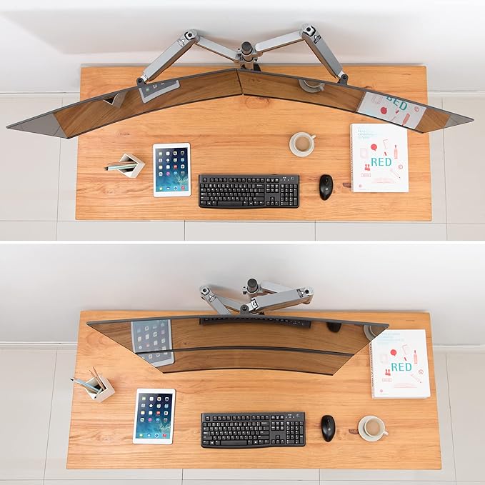 AVLT Dual 17"-32" Stacked Monitor Arm Desk Mount for 2 Flat or Curved Screens, Full Motion Height Adjustable with Swivel, Tilt, Rotation, Extra Tall, VESA, C-Clamp or Grommet Base