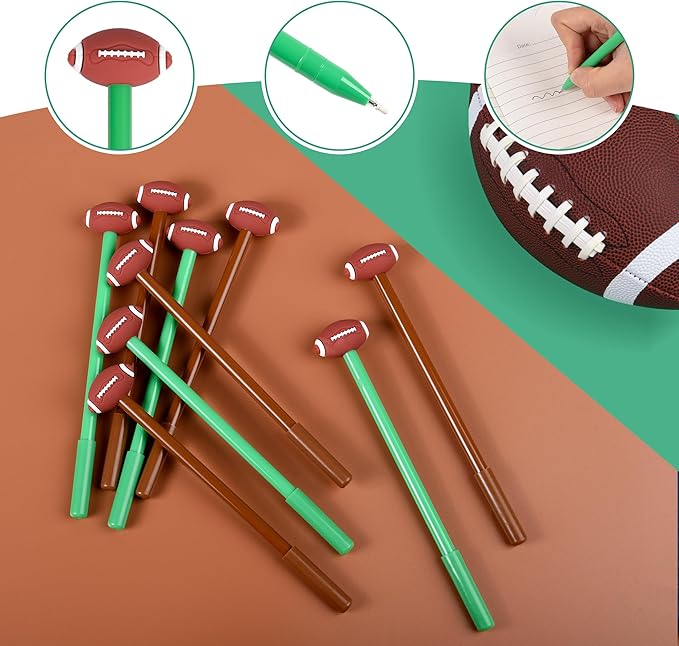 LiYiQ 50 Pcs Football Cartoon Cute Fun Pens for Kids Kawaii FootballShape Gel Black Ink Pen Cute Football Pens for School Office Home Student Kids Present