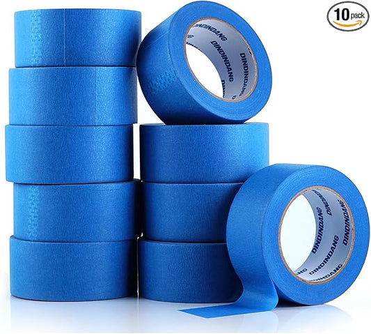 10 Rolls Painters Tape 2 Inch Wide Bulk, No Residue Blue Paint Tape 2 Inches x 55 Yards, Easy-Release Masking Tape for Painting Walls, Baseboards and Home Renovation