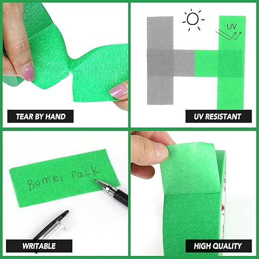 BOMEI PACK 10 Rolls Painters Tape 2 inch Wide, Painter's Tape Green Masking Tape 2 inch x 55 Yards for Walls Painting, Home Improvement and School Projects, Total 550 Yards