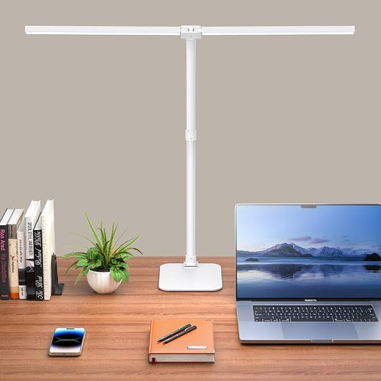 Desk Lamp Architect Task Dual Head Modern Flexible Gooseneck Tall Dimmable Light for Home Office, 5 Color Modes,Remote Control, 1500lm 24W Extra Bright Lighting