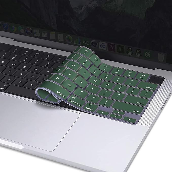 MOSISO Keyboard Cover Skin Compatible with MacBook Air 15 inch M3 A3114 M2 A2941/Air 13.6 A3113 A2681/Pro 14/16 M4 M3 M2 M1, Peacock Green