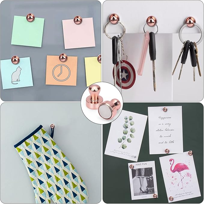 LOVIMAG Fridge Magnets 20Pcs Refrigerator Whiteboard Small Strong Magnet Classroom Kitchen Accessories Decorative Locker Set Decor Must Haves Office Calendar Refrigerador Magnetic Cute Rose Gold