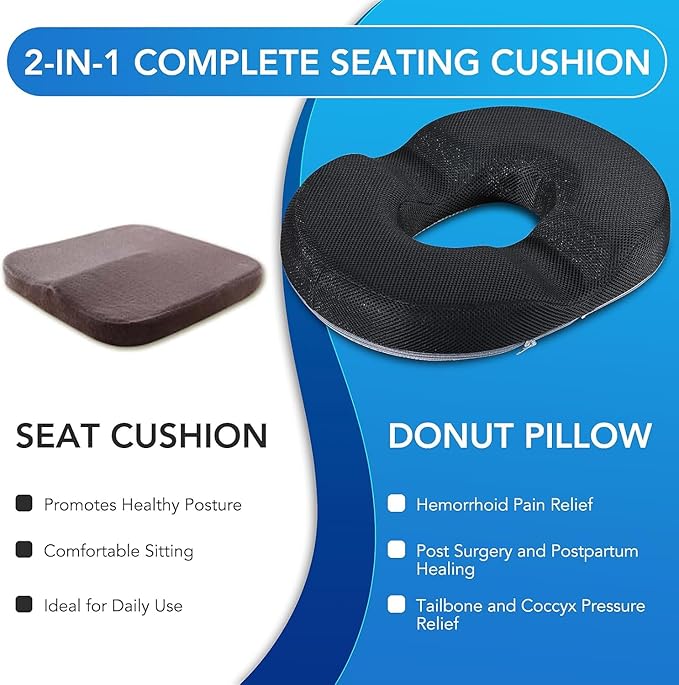 Lumbar Support Pillow for Office Chair Car, Gaming Chair Lower Back Pain Relief Memory Foam Cushion with 3D Mesh Cover Ergonomic Orthopedic Back Rest Cooling Gel Donut Pillow