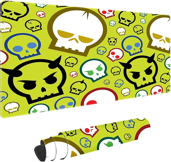 Personality Skull Head Customized Large Extended Gaming Mouse Pad with Stitched Edges and Non-Slip Rubber Base,Suitable for Office and Home Use,31.5x15.7 Inches