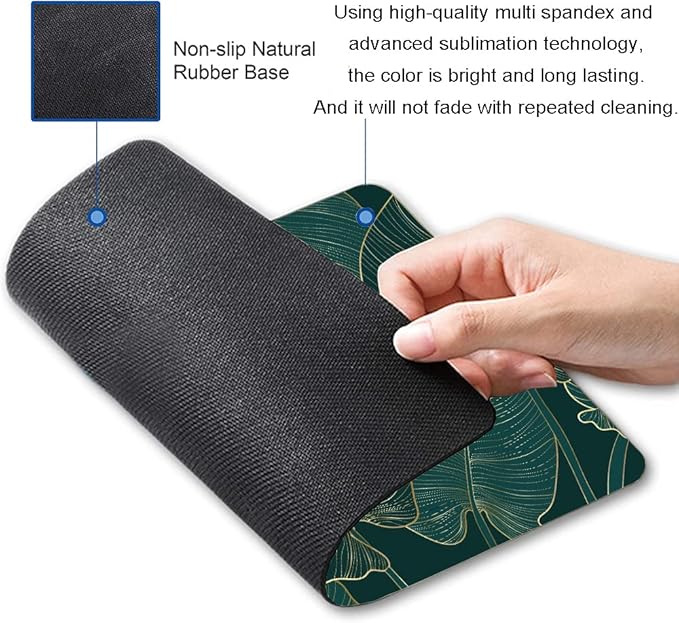 Mouse Pad, Green Leaves Mouse Pad Rectangle Custom Designs, Waterproof Anti-Slip Rubber Mousepad Office Accessories Desk Decor Wireless Mouse Pads for Computers Laptop