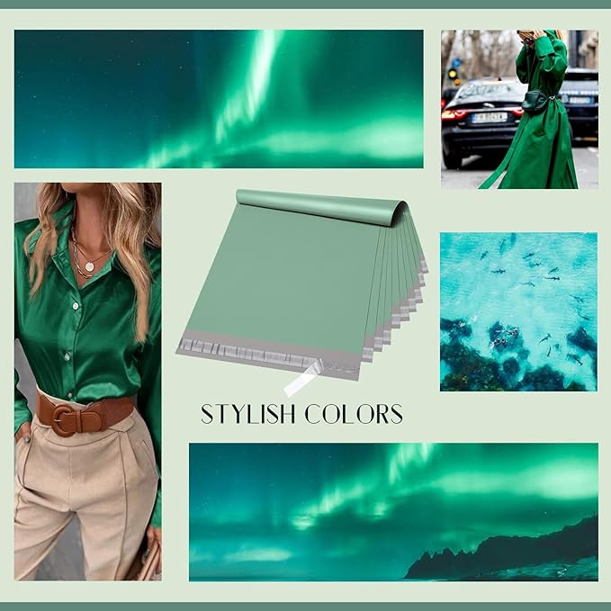 Metronic Large Poly Mailers 24x24 100 PCS, Strong Adhensive Shipping Bags for Clothing, Waterproof Shipping Envelopes for Small Business, Tear-resistant Mailers Poly Bags in Grayed Jade Green