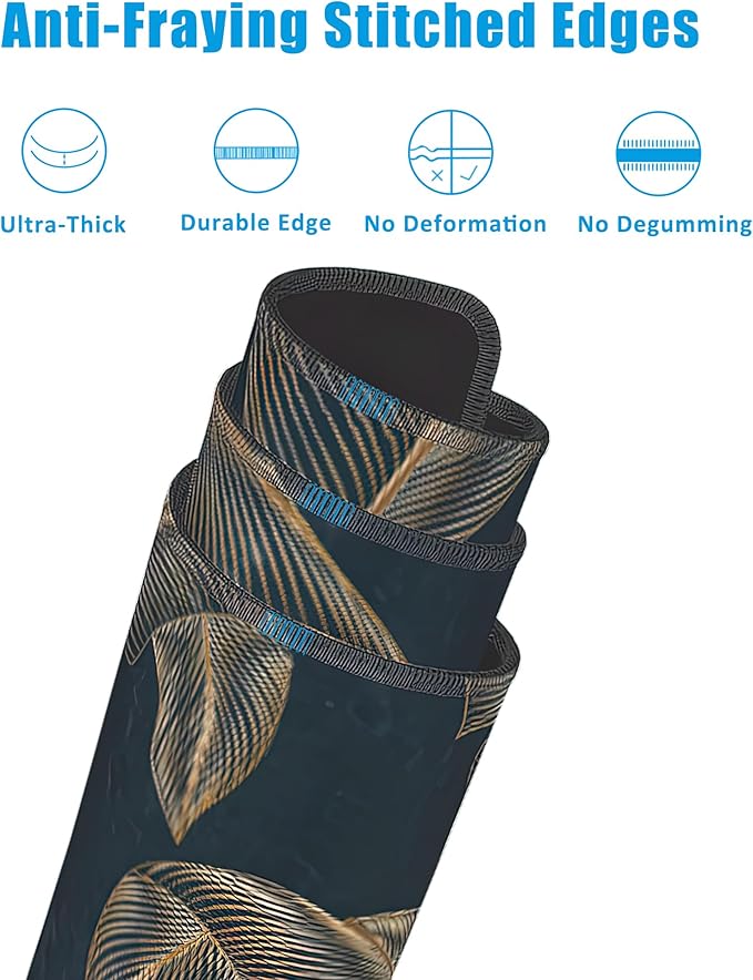 Mouse Pad,Abstract Golden Art Line Style Desk Mat for Desktop,Desk Pad with Non-Slip Base and Stitched Edge,Extended Mousepad for Office and Home 35.4X15.7 Inch