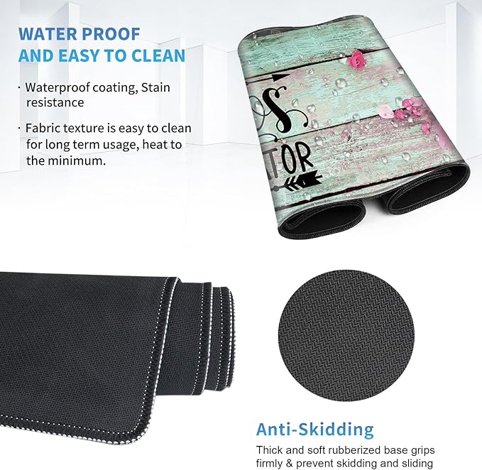 Large Gaming Mouse Pad + Wrist Rest + Coffee Coaster, Extended Waterproof Desk Mat with Stitched Edge 31.5"x11.8", Non-Slip Keyboard Desk Mat Pad for Office & Home, Quote Chaos Coordinator