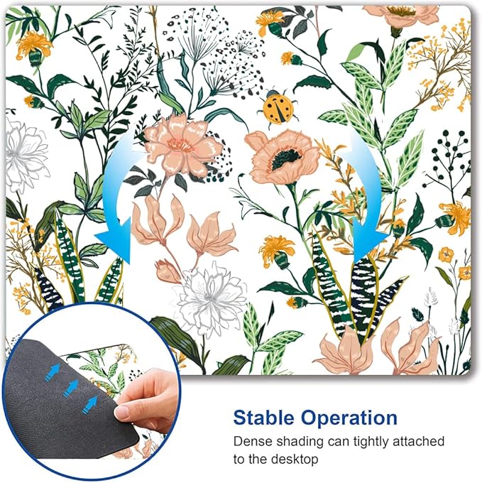 Mouse Pad, Premium-Textured Mouse Mat, Non-Slip Rubber Base Mousepad for Laptop, Computer & PC,9.5×7.9 in, Creamy White Floral
