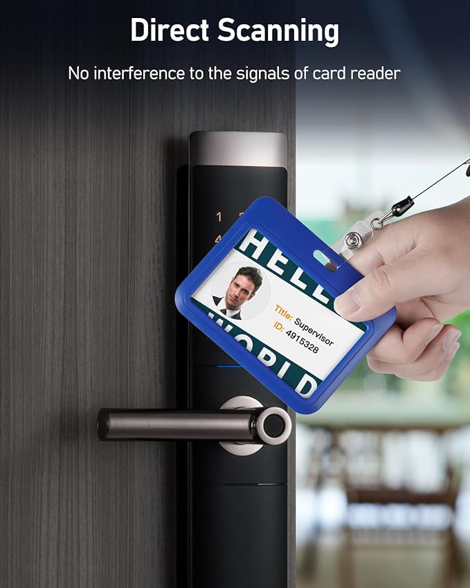 Uniclife 3 Pack Sliding ID Badge Holder Blue Horizontal Hard Plastic Case with Clear Window Card Protector Pouch for Office School ID Credit Cards Proximity Key Cards Driver’s Licenses and Passes