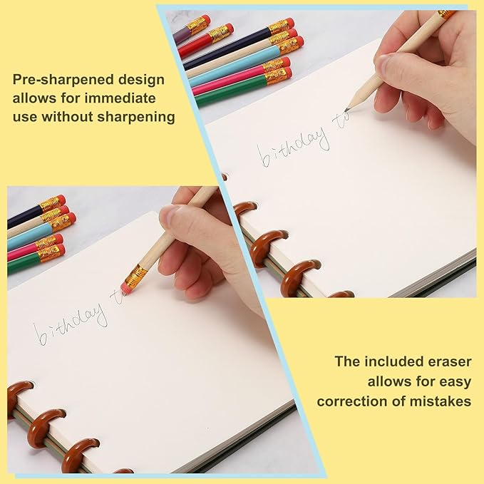 MECCANIXITY Golf Pencils with Erasers, 4" HB Mini Half Pencils Pre Sharpened Small Pens for Wedding Bridal Shower Game Office Writing Drawing(Green, Pack of 50)