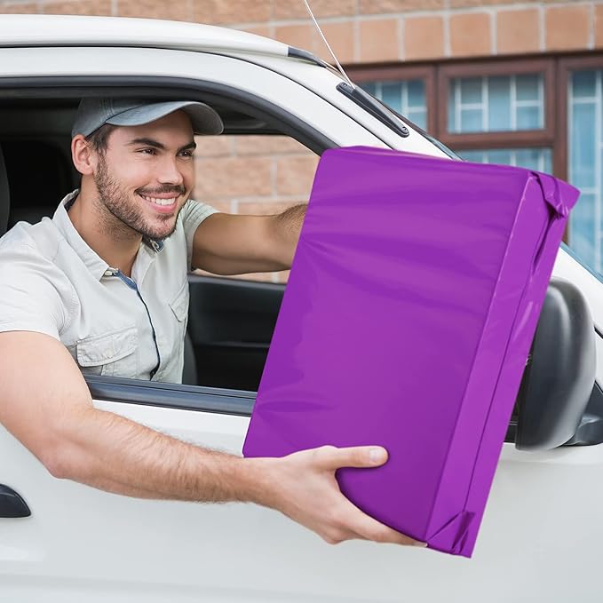 Metronic Poly Mailers 12x15.5 100 Pack, Medium Size Shipping Bags for Clothing, Strong Self-Seal Mailers Poly Bags Shipping Envelopes, Thick Mailing Bags Package Bags for Small Business, Purple