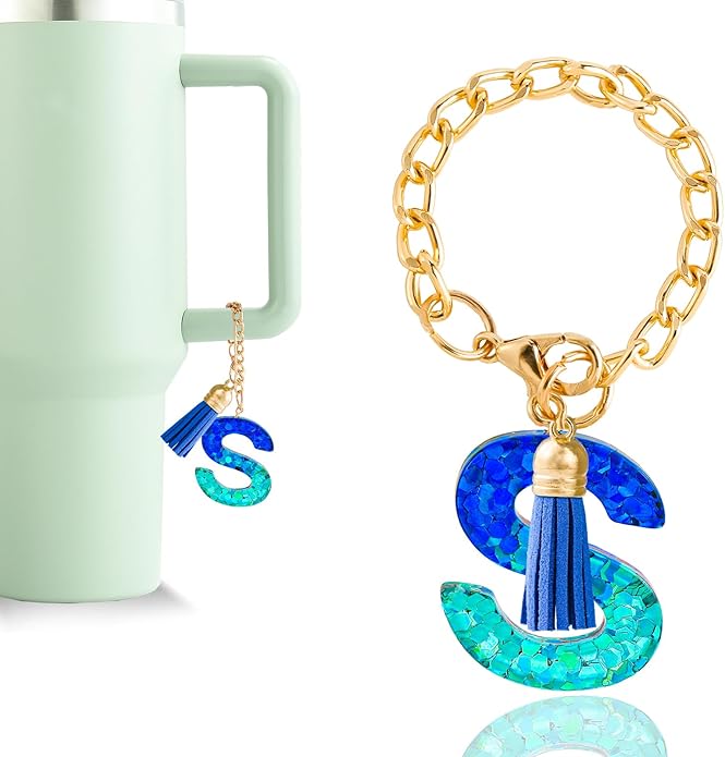 Letter Charm Accessories for Stanley Cup 1 PCS Cute Initial Keychain Handle Charm for Stanley Tumbler for Women