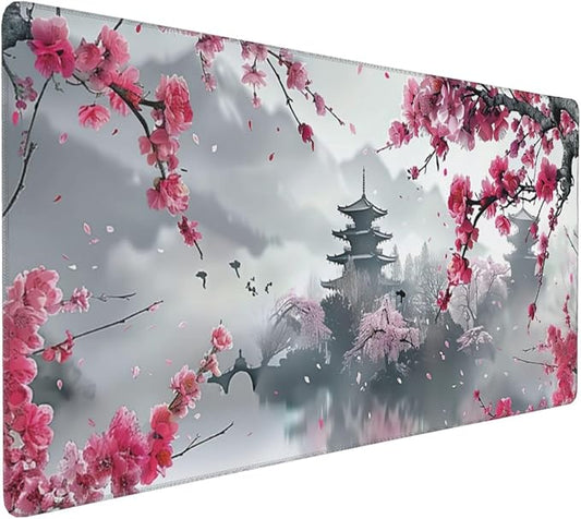 35.4 x 15.7 in, Waterproof XXL Large Mouse Pad for Desk, Extended Keyboard Mouse Mat for Computer Office, Big Laptop Mouse pad, Gaming Pc-Pink Cherry Blossom