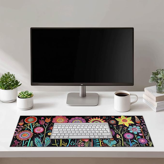 Large Mouse Pad 31.5 x 11.8 Inch Colorful Floral Desk Mat Oversized Extended Mousepad Waterproof Non Slip Rubber Base Desk Pad Keyboard Mat Computer Accessories for Office Home