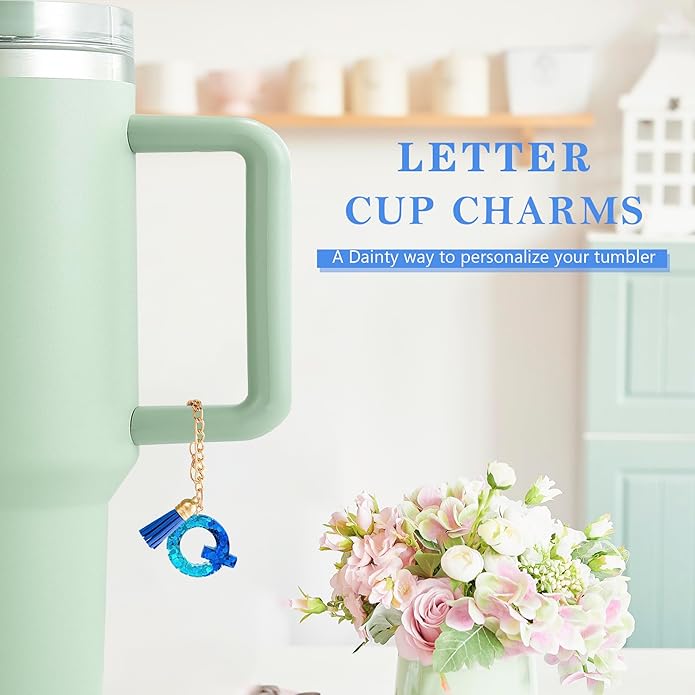 Letter Charm Accessories for Stanley Cup 1 PCS Cute Initial Keychain Handle Charm for Stanley Tumbler for Women